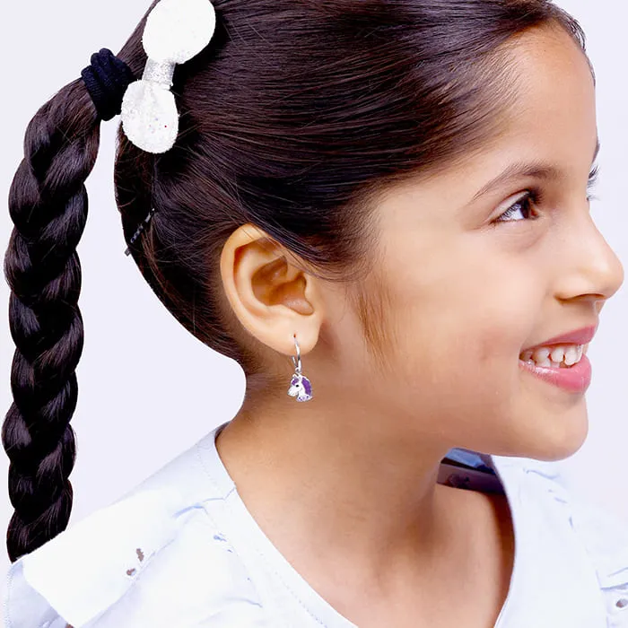 Silver Wishful Unicorn Kids Hoop Earrings (4-12 yrs) Giva
