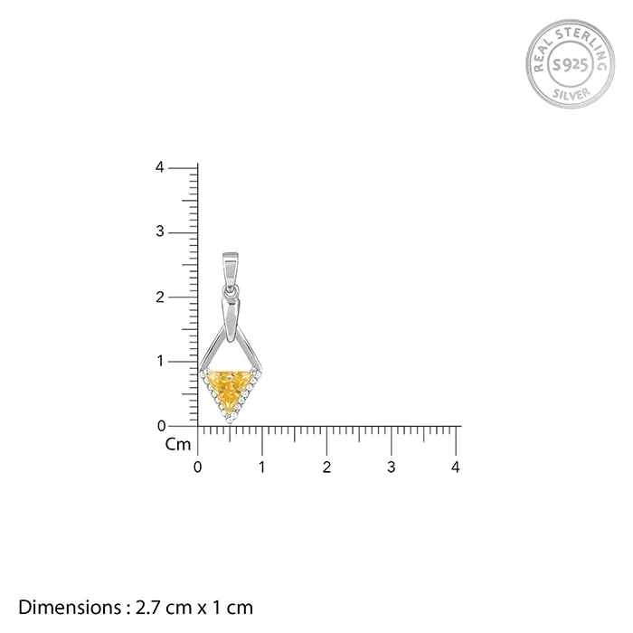 Silver Yellow Prism Pendant with Link Chain Giva