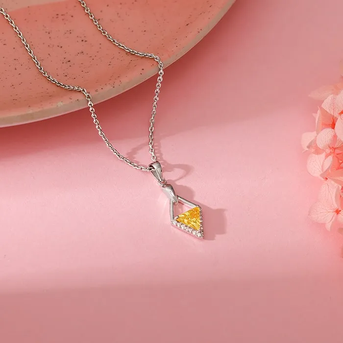 Silver Yellow Prism Pendant with Link Chain Giva