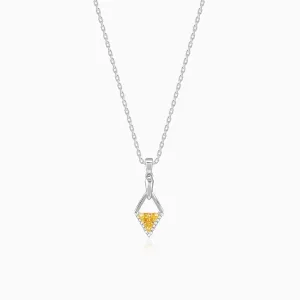 Silver Yellow Prism Pendant with Link Chain Giva