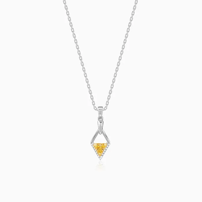 Silver Yellow Prism Pendant with Link Chain Giva
