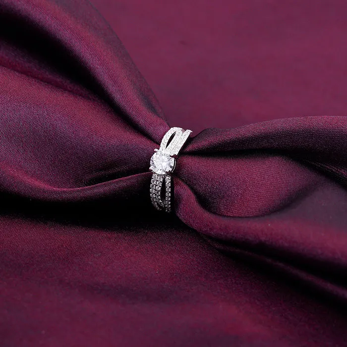 Silver Zircon Bal Masque Ring Giva