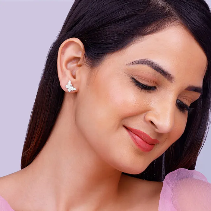 Silver Zircon Butterfly Studs Giva