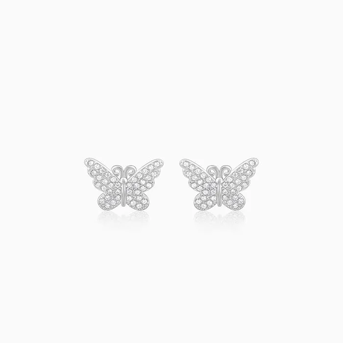 Silver Zircon Butterfly Studs Giva