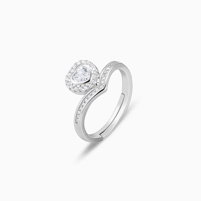 Silver Zircon Crown Heart Ring Giva