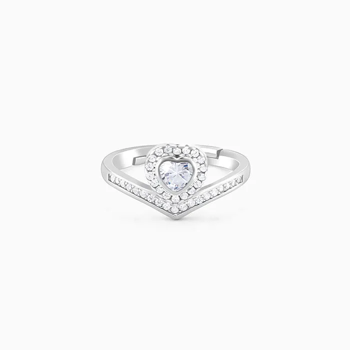 Silver Zircon Crown Heart Ring Giva