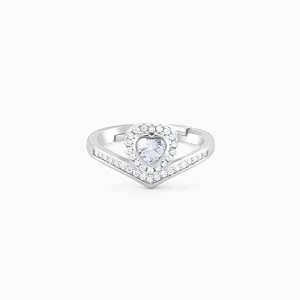 Silver Zircon Crown Heart Ring Giva