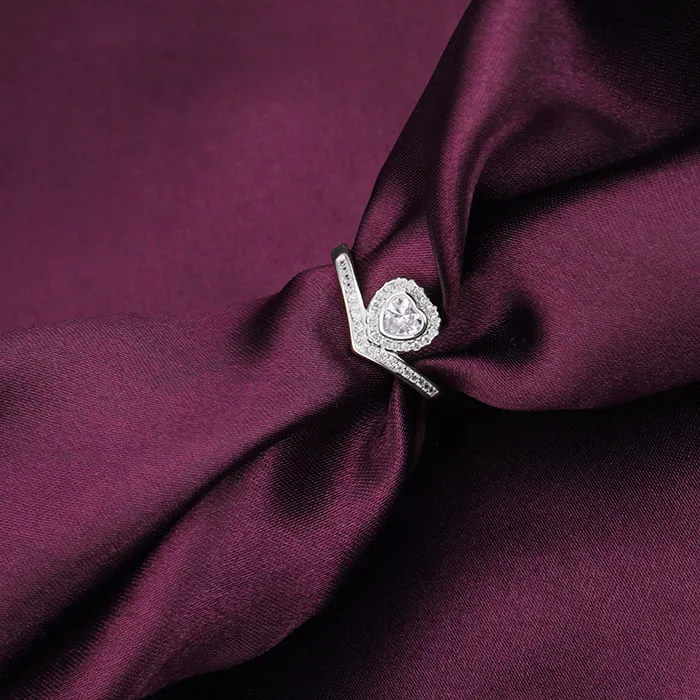 Silver Zircon Crown Heart Ring Giva
