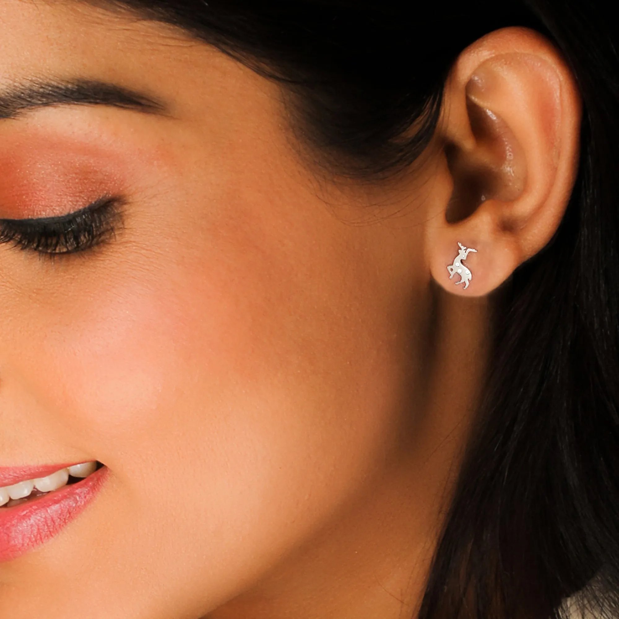 Silver Zircon Deer Stud Earrings Giva