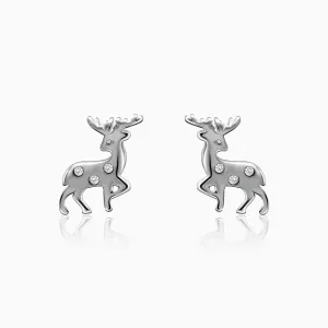Silver Zircon Deer Stud Earrings Giva