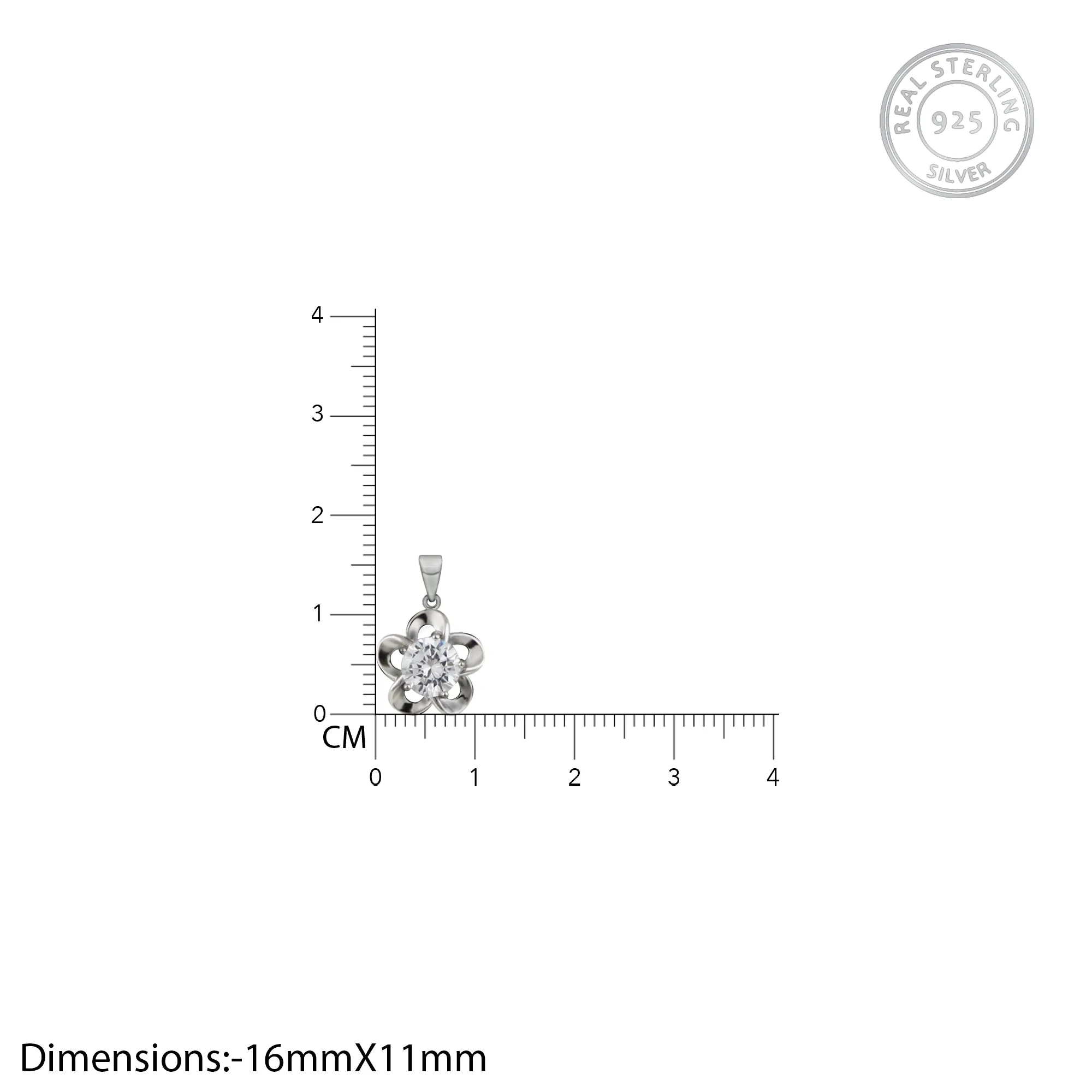 Silver Zircon Flower Pendant with Link Chain Giva