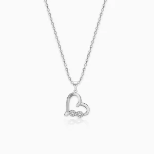 Silver Zircon Infinity Heart Pendant with Link Chain Giva