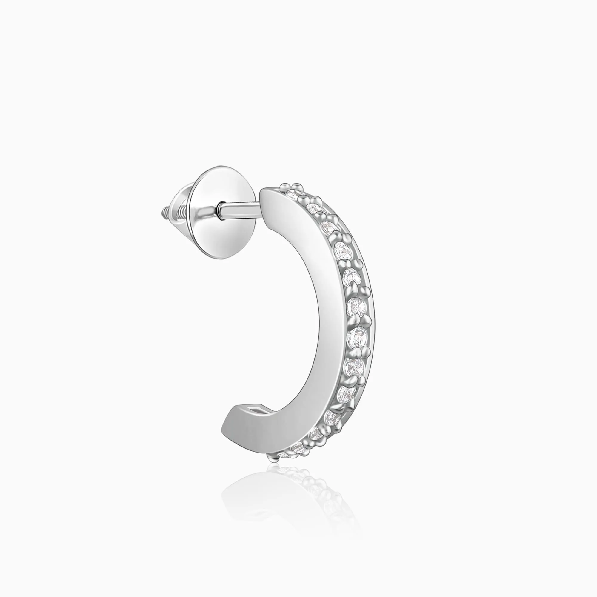 Silver Zircon Shining Hoop Huggies Earrings Giva