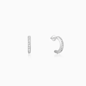 Silver Zircon Shining Hoop Huggies Earrings Giva