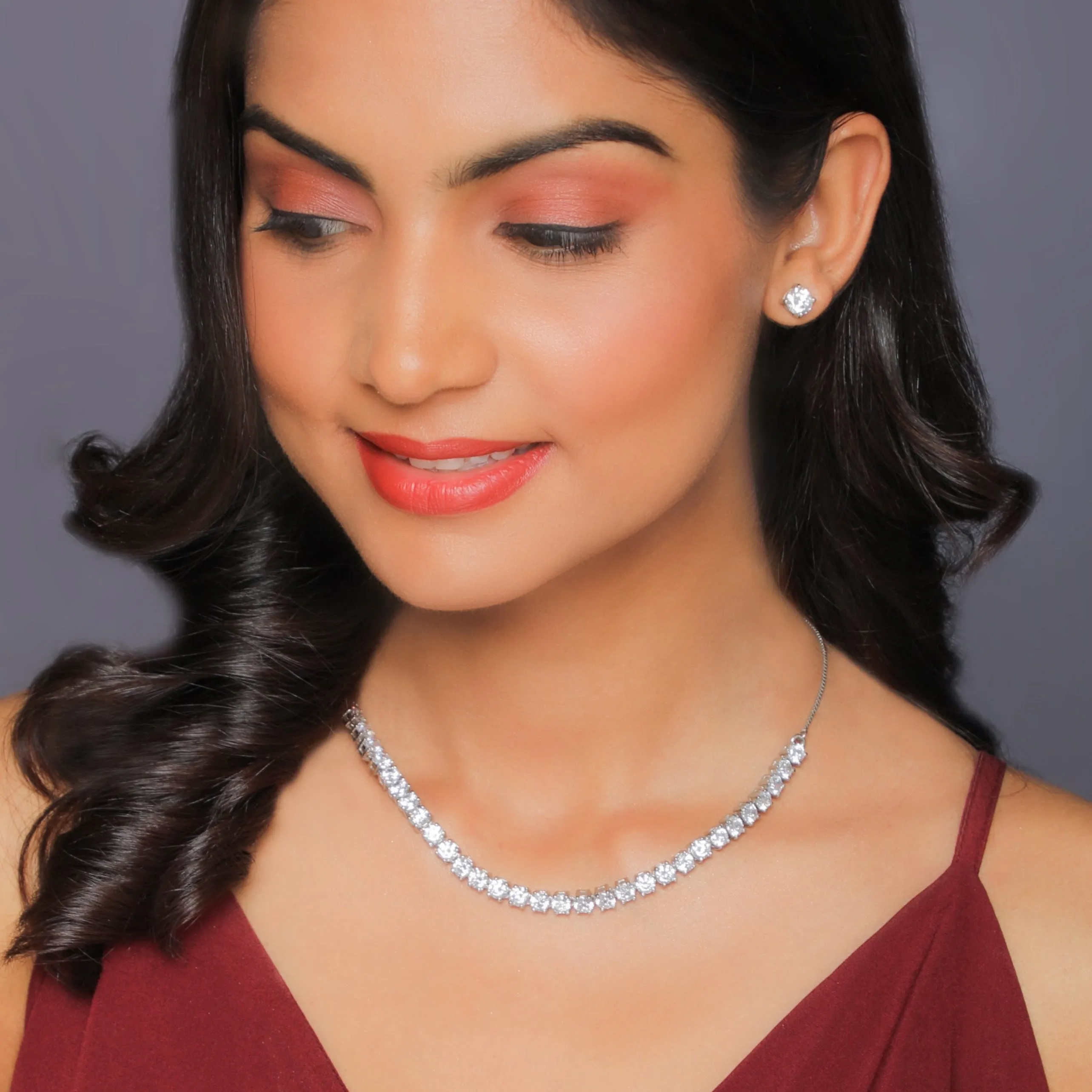 Silver Zircon Solitaire Set Giva