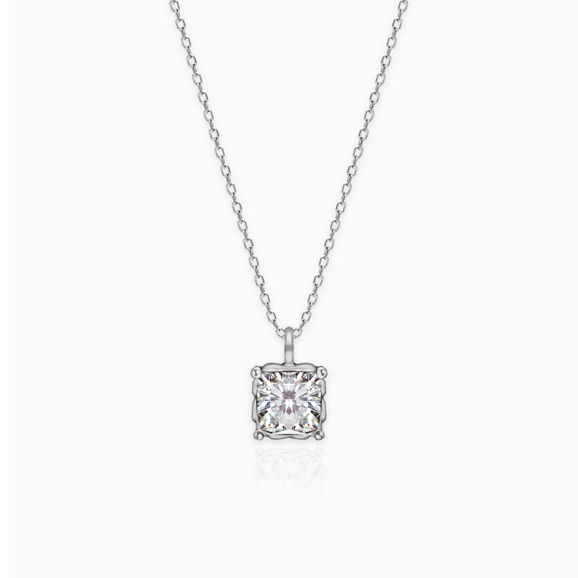 Silver Zircon Square Pendant with Link Chain Giva