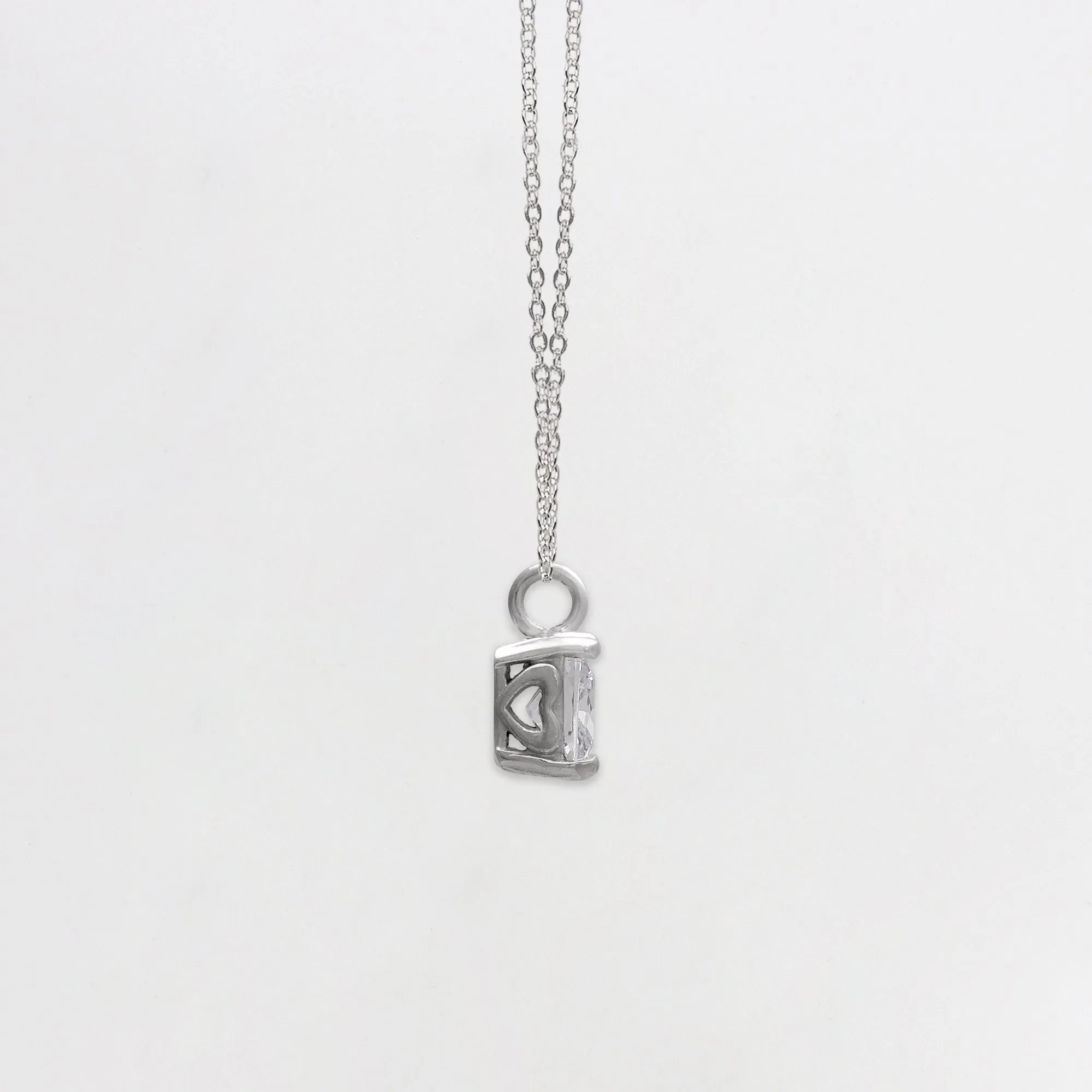 Silver Zircon Square Pendant with Link Chain Giva