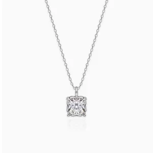 Silver Zircon Square Pendant with Link Chain Giva