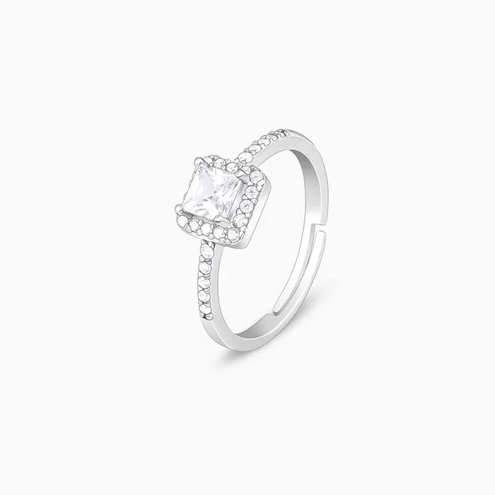 Silver Zircon Squared Beauty Ring Giva