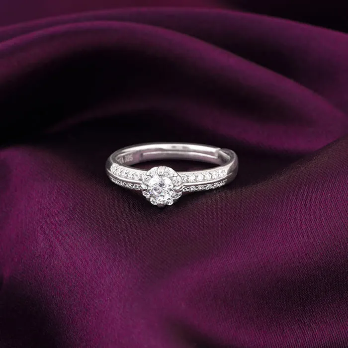 Silver Zircon Studded Grace Ring Giva