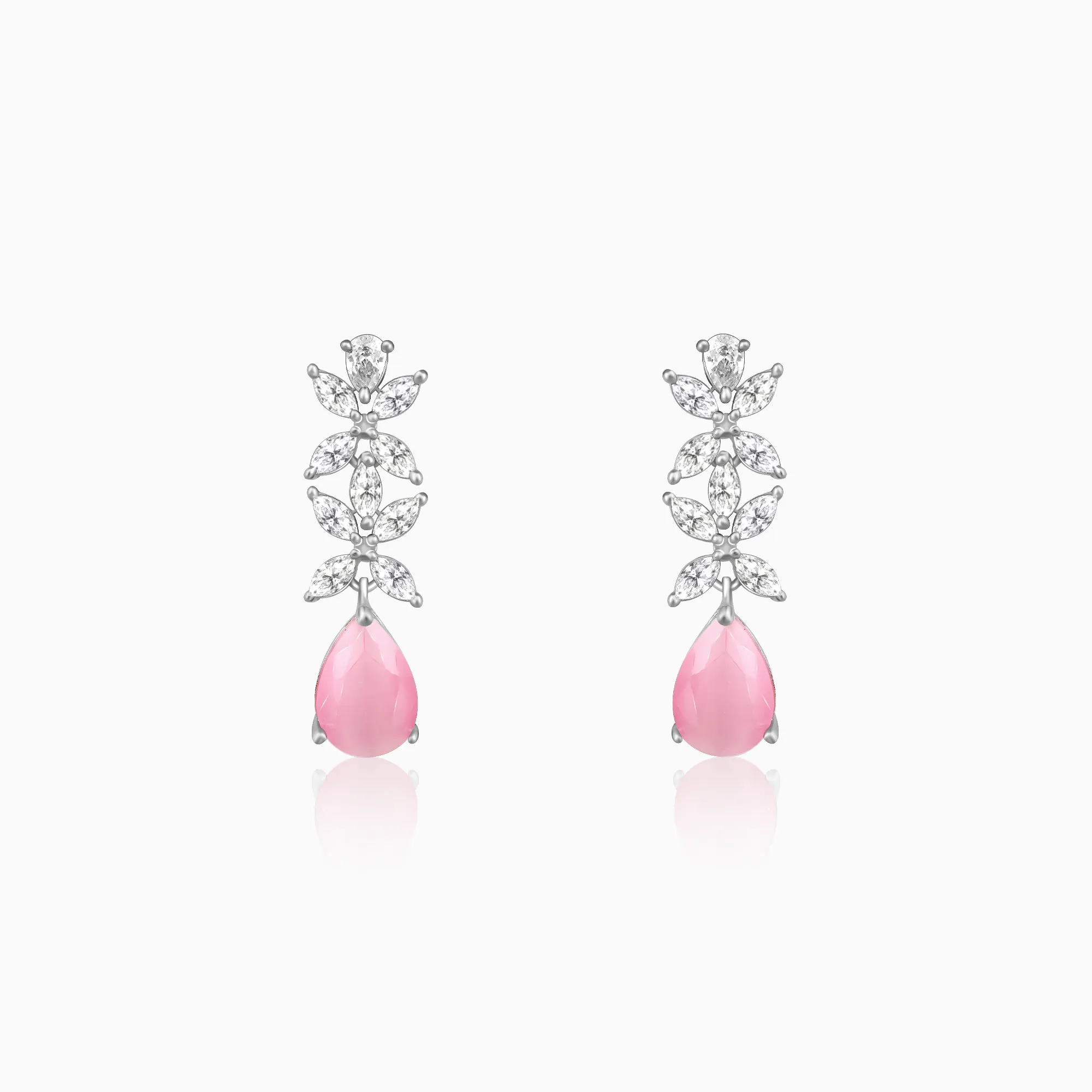 Silver Zircon Studded Magical Drop Earrings Giva