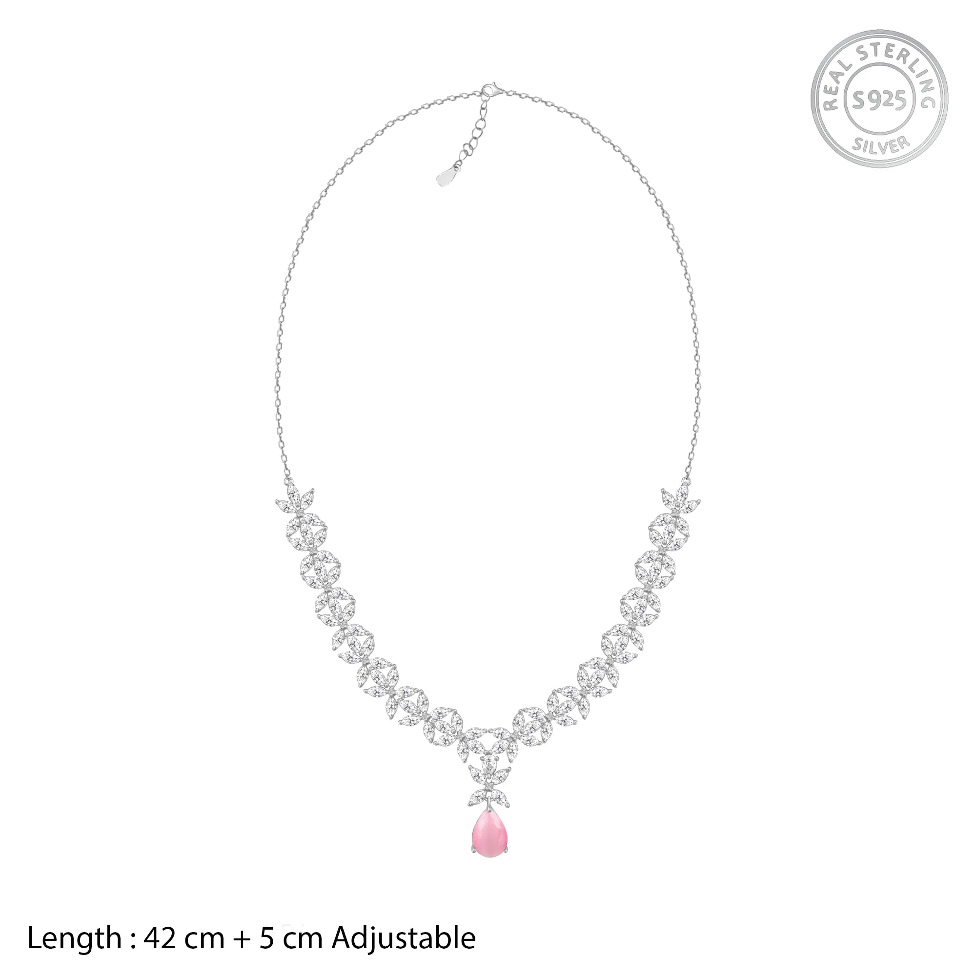 Silver Zircon Studded Magical Drop Necklace Giva