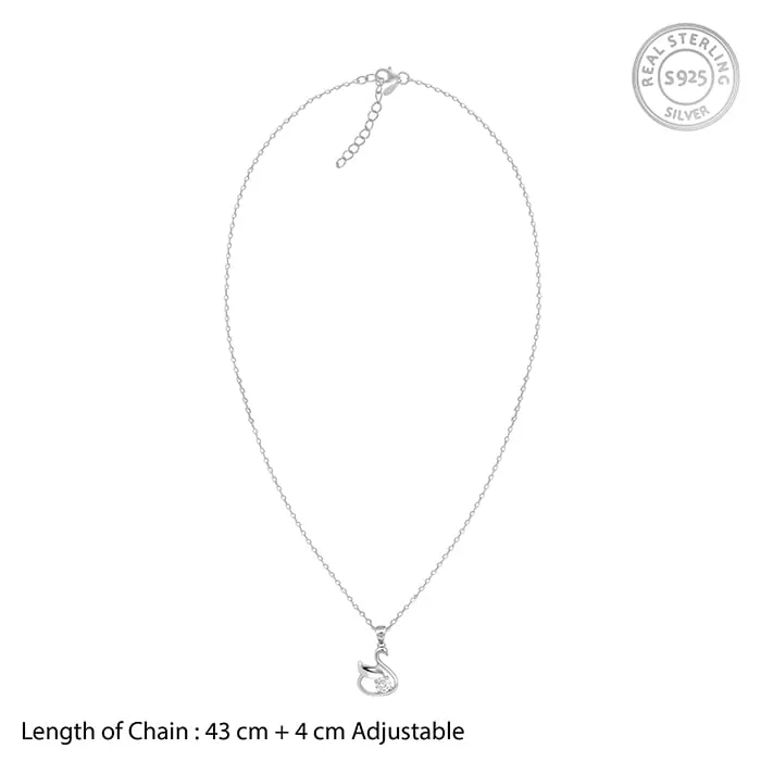 Silver Zircon Swan Pendant with Link Chain Giva