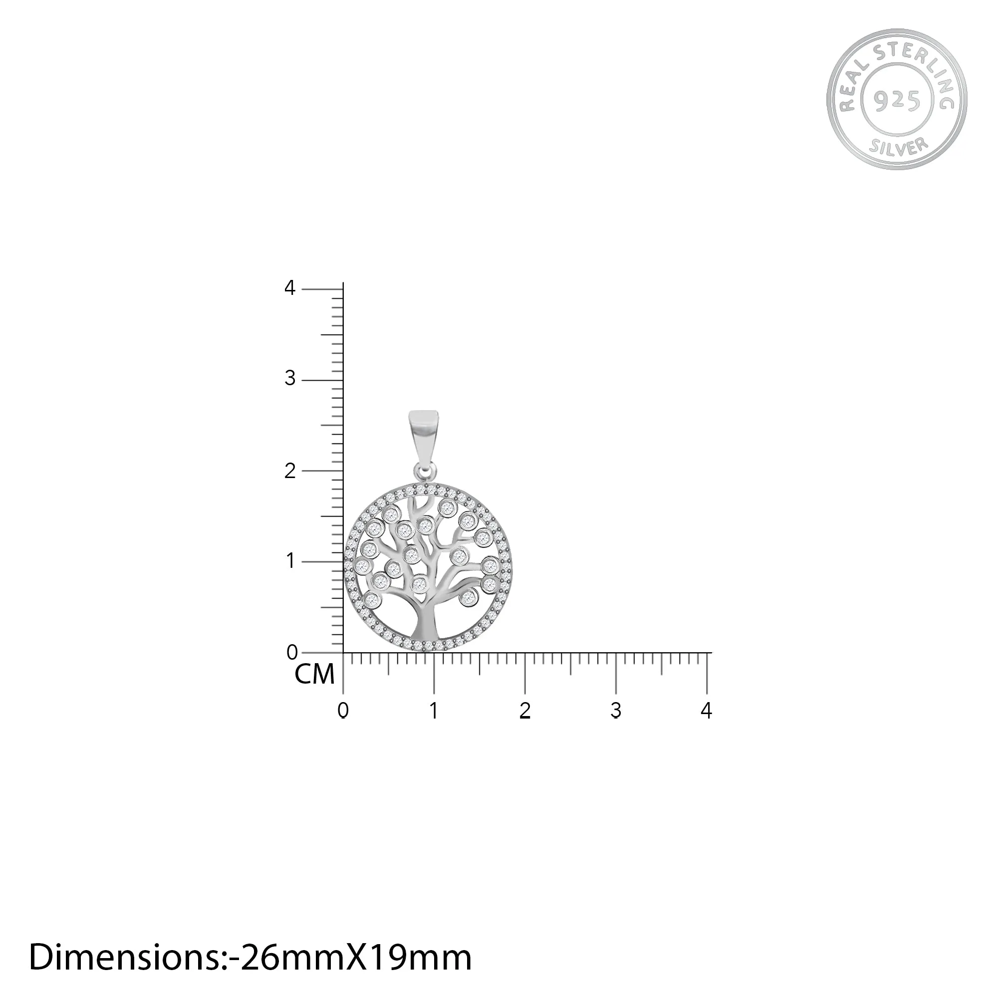 Silver Zircon Tree of Life Pendant with Link Chain Giva
