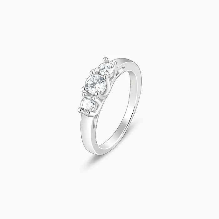 Silver Zircon Trilogy of Love Ring Giva