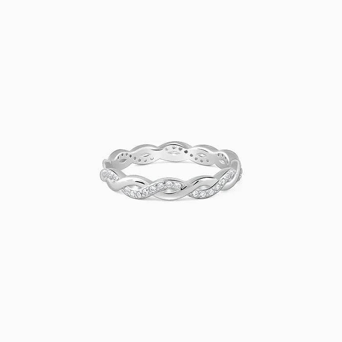 Silver Zircon Wave Entwined Ring Giva