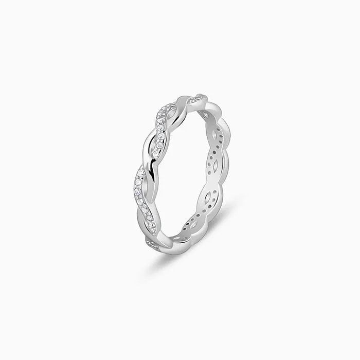 Silver Zircon Wave Entwined Ring Giva