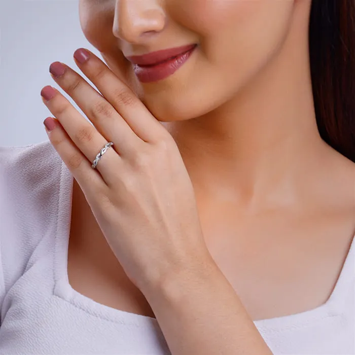 Silver Zircon Wave Entwined Ring Giva