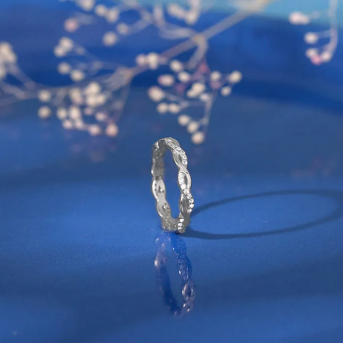Silver Zircon Wave Entwined Ring Giva
