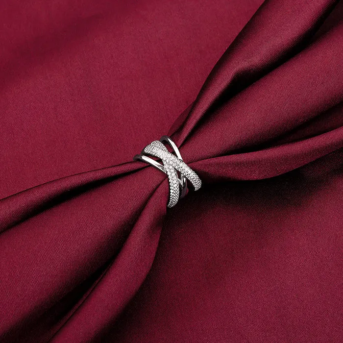 Silver Zircon Weave Ring Giva