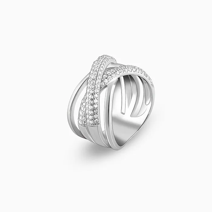 Silver Zircon Weave Ring Giva