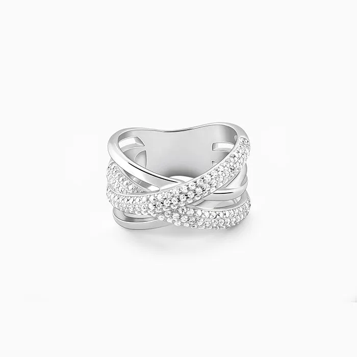 Silver Zircon Weave Ring Giva