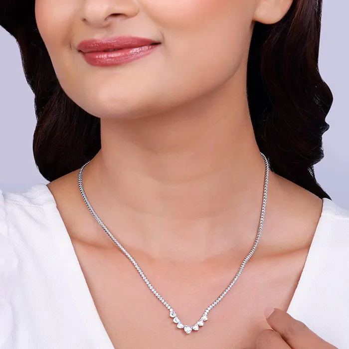 Silver Zirconia Heart Necklace Giva