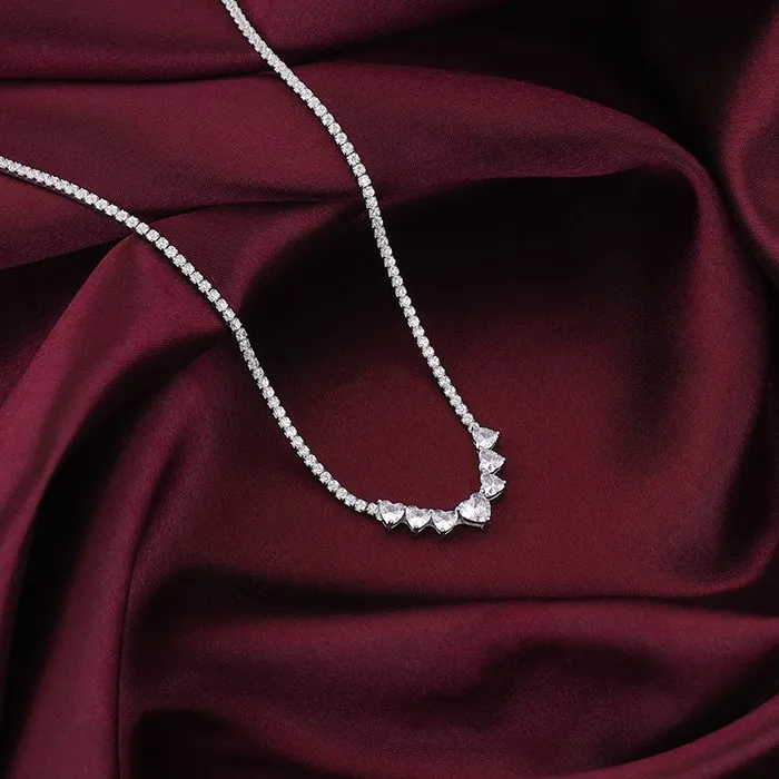 Silver Zirconia Heart Necklace Giva