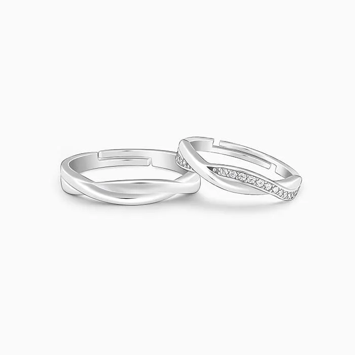 Silver Zirconia Twist Couple Bands Giva