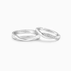 Silver Zirconia Twist Couple Bands Giva