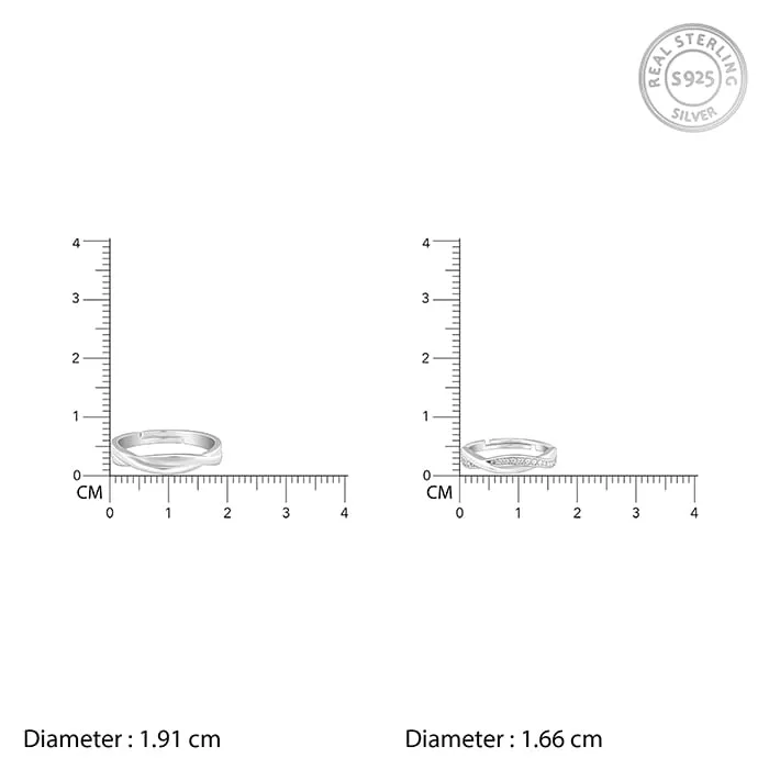Silver Zirconia Twist Couple Bands Giva