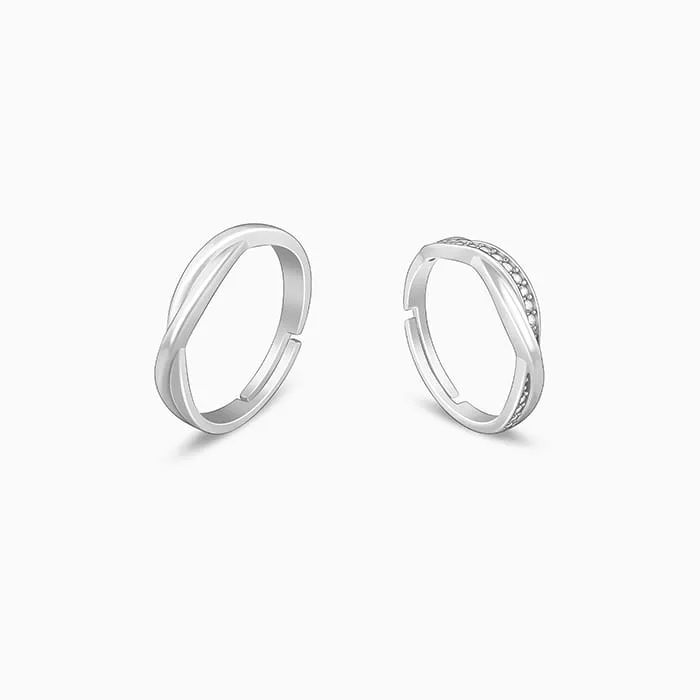Silver Zirconia Twist Couple Bands Giva