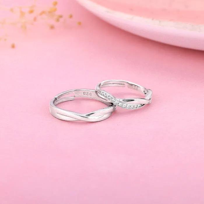 Silver Zirconia Twist Couple Bands Giva