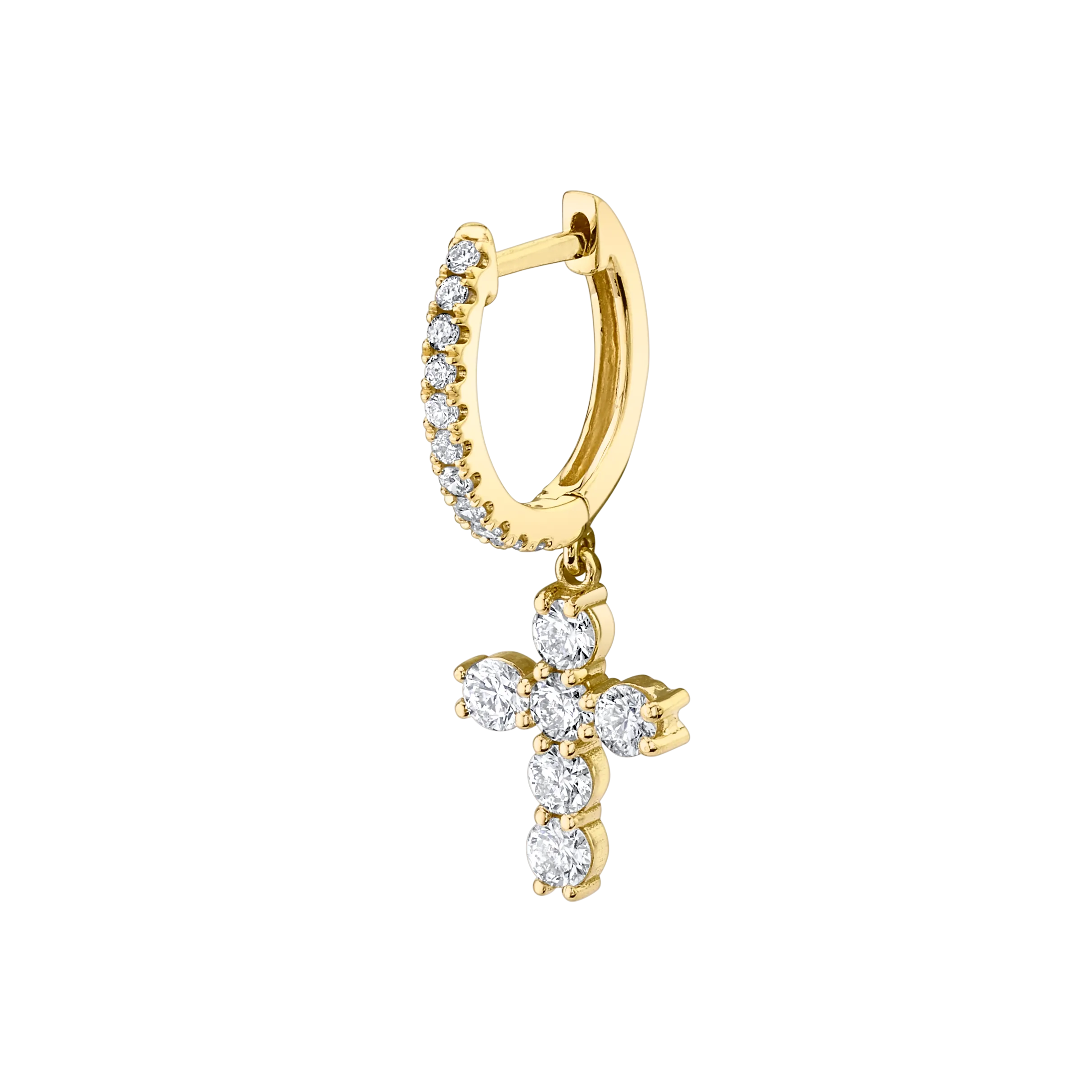 SINGLE DIAMOND HUGGIE WITH DIAMOND CROSS Anita Ko