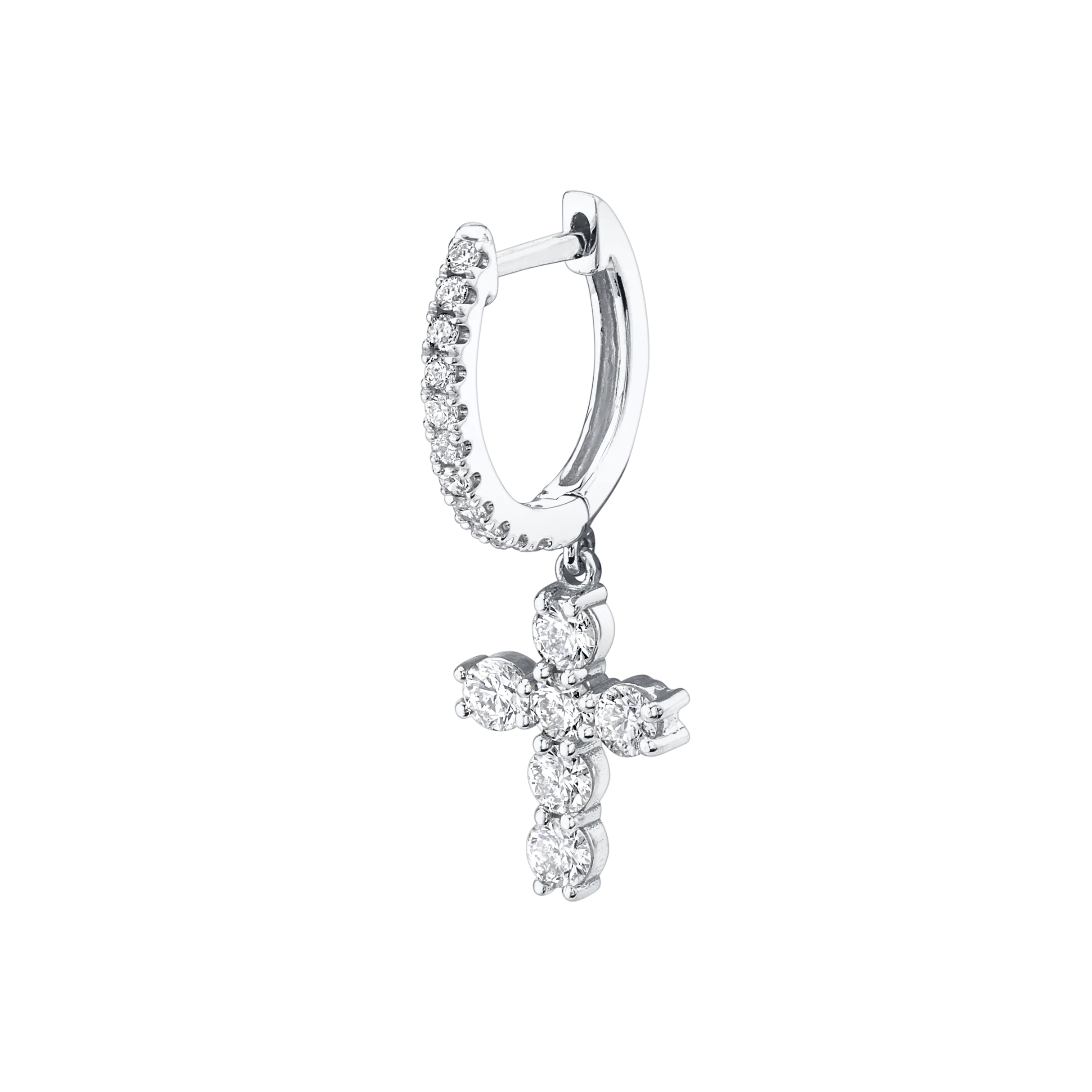 SINGLE DIAMOND HUGGIE WITH DIAMOND CROSS Anita Ko