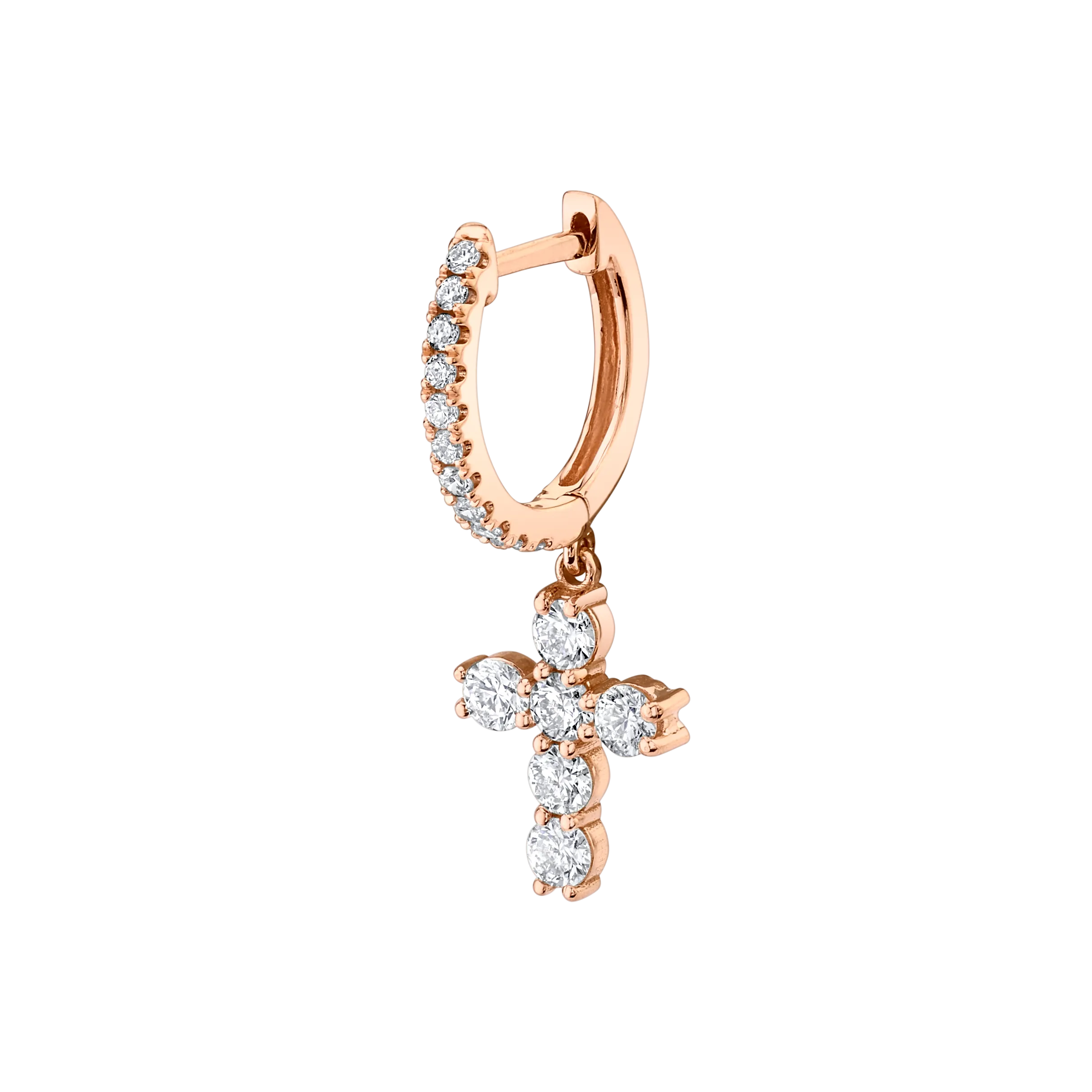 SINGLE DIAMOND HUGGIE WITH DIAMOND CROSS Anita Ko