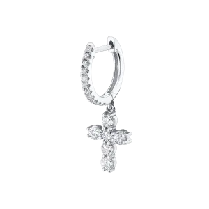 SINGLE DIAMOND HUGGIE WITH DIAMOND CROSS Anita Ko