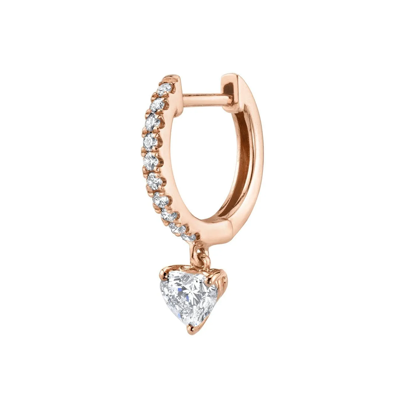 SINGLE DIAMOND HUGGIE WITH DIAMOND HEART DROP Anita Ko