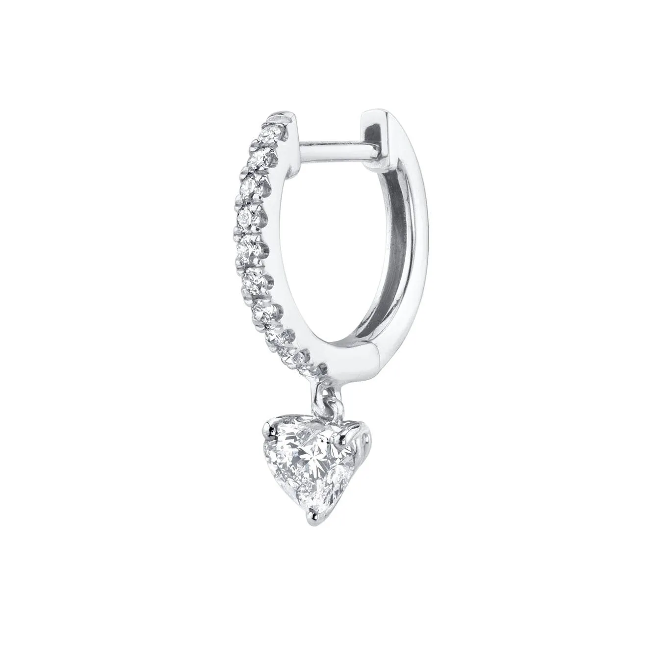 SINGLE DIAMOND HUGGIE WITH DIAMOND HEART DROP Anita Ko