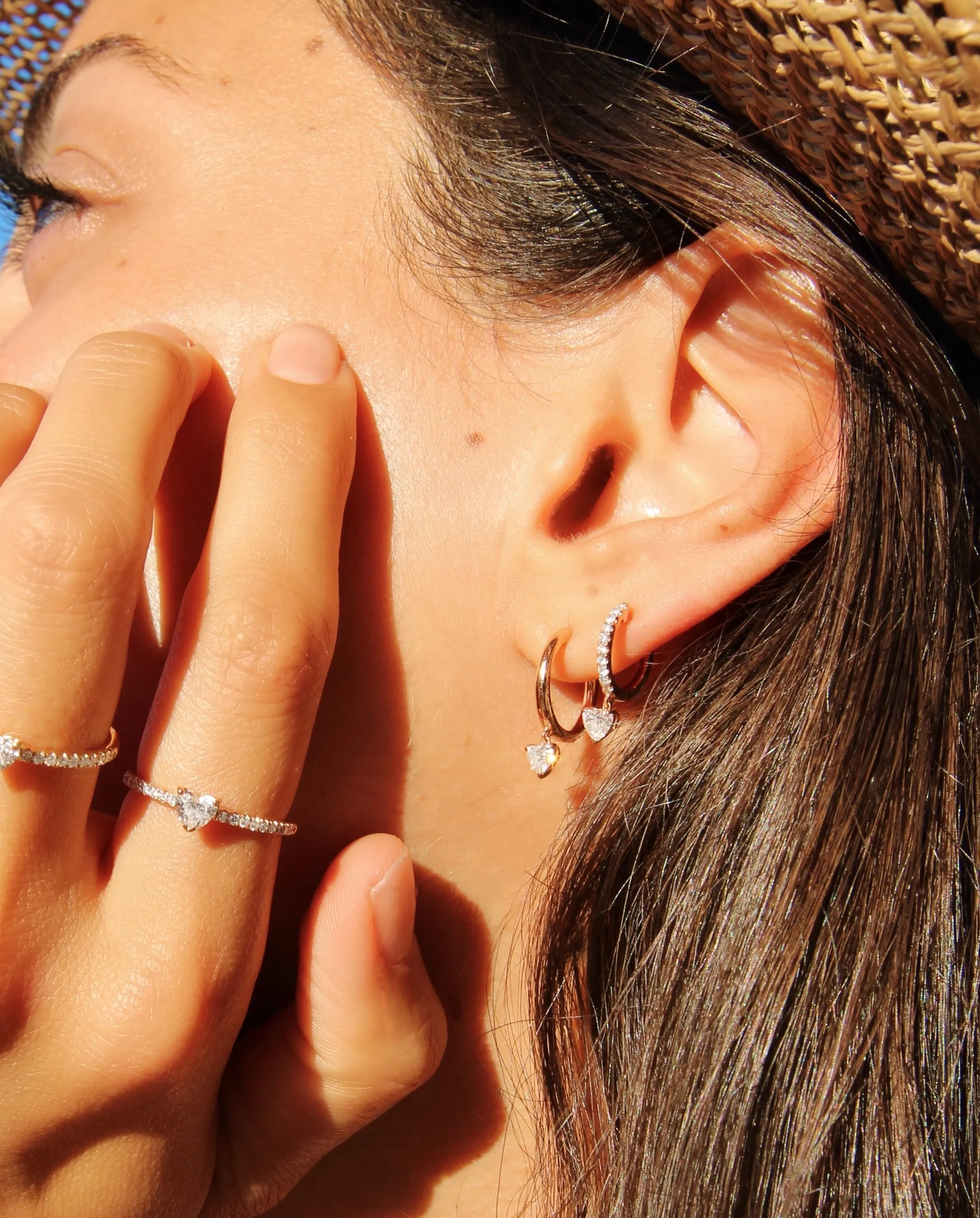 SINGLE DIAMOND HUGGIE WITH DIAMOND HEART DROP Anita Ko